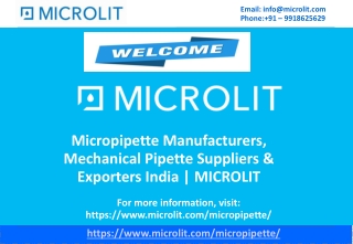 Micropipette Manufacturers India-Microlit