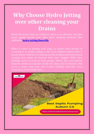 Why Choose Hydro Jetting over other cleaning your Drains