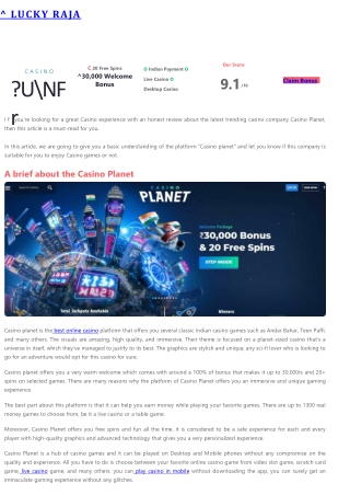 Casino Planet Casino Review