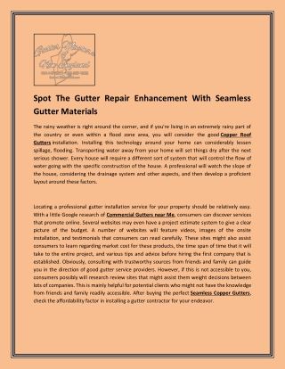 Spot The Gutter Repair Enhancement With Seamless Gutter Materials