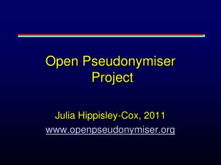 Open Pseudonymiser Project