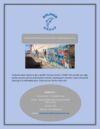 Commercial Graffiti Removal Service NSW | Thedolphingroup.com.au