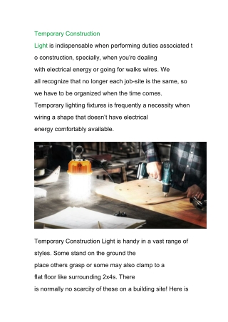 What are the New Options For Temporary Construction Light on the Job Site