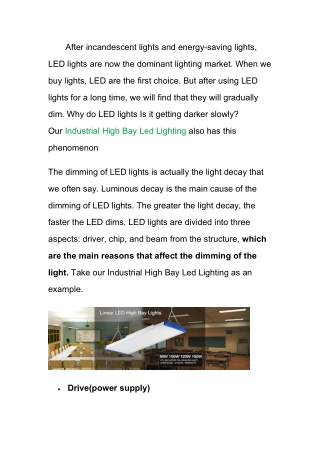 Why the LED Light Becoming Darker–Industrial High Bay Led Lighting
