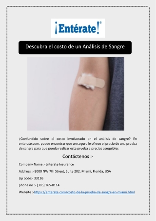 Descubra el costo de un Análisis de Sangre