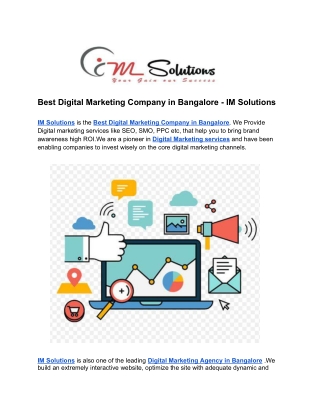 Best Digital Marketing Company in Bangalore - IM Solutions