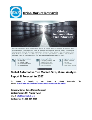 Global Automotive Tire Market Trends, Size, Competitive Analysis and Forecast 20