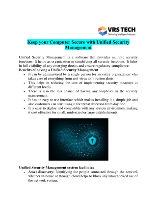 Choose The Right Services with Unified Security Management Dubai