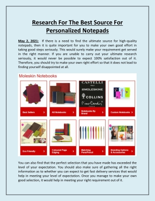 Research For The Best Source For Personalized Notepads