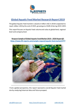 Global Aquatic Feed Market Research Report 2019