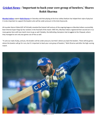 'Important to back your core group of bowlers,' Shares Rohit Sharma