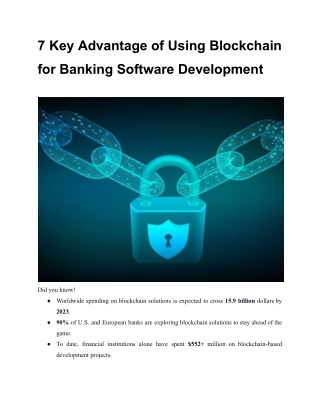 7 Key Advantage of Using Blockchain for Banking Software Development