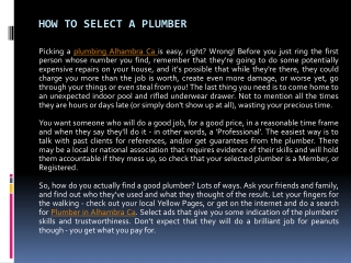 How to Select a Plumber