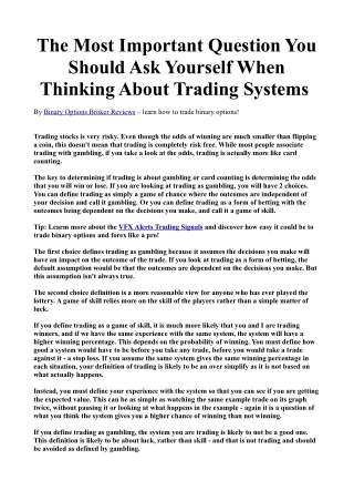 Best Binary Options System