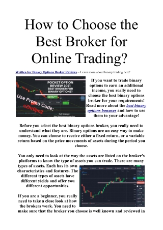 Best Broker For Online Trading