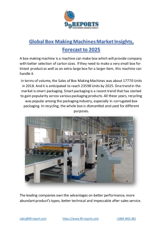 Global Box Making Machines Market Insights, Forecast to 2025