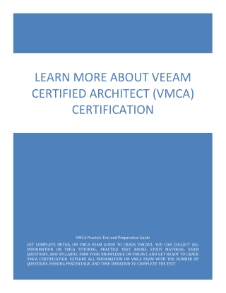 Learn More About Veeam Certified Architect (VMCA) Certification