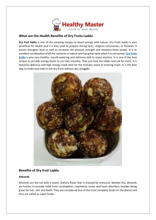 What are the Health Benefits of Dry Fruits Laddu