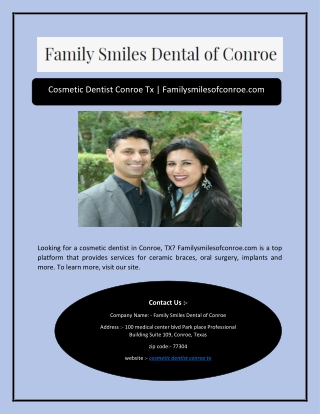 Cosmetic Dentist Conroe Tx | Familysmilesofconroe.com