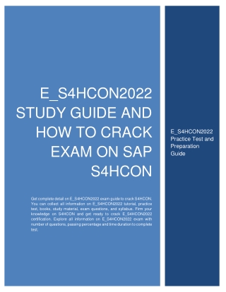 E_S4HCON2022 Study Guide and How to Crack Exam on SAP S4HCON