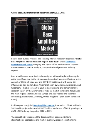 Global Bass Amplifiers Market Research Report 2021-2025