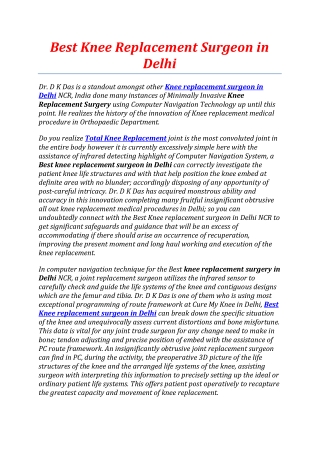 Best Knee Replacement Surgeon in Delhi
