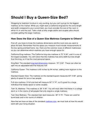 Should I Buy a Queen-Size Bed