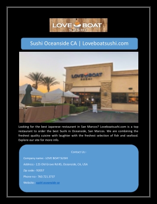 San Marcos Sushi | Loveboatsushi.com