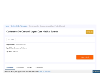 Conference On-Demand Urgent Care Medical Summit