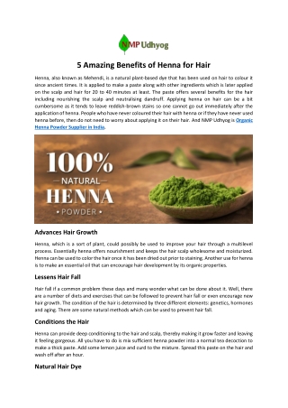 5 Amazing Benefits of Henna for Hair