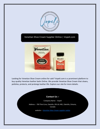Venetian Shoe Cream Supplier Online | Vopeli.com