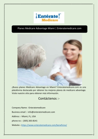 Planes Medicare Advantage Miami | Enteratemedicare.com