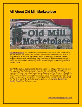 All About Old Mill Marketplace