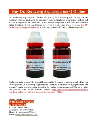 Buy Dr. Reckeweg Aspidosperma Q Online