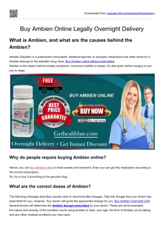 Buy Ambien Online Legally Overnight Delivery