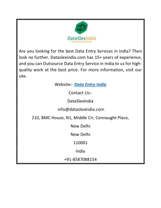 Get Data Entry India | DataSlexIndia