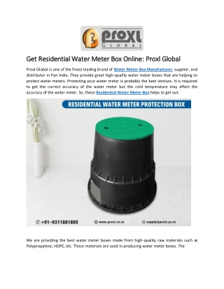 Get Residential Water Meter Box Online Proxl Global