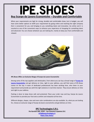 Buy Scarpe da Lavoro Economiche Durable and Comfortable