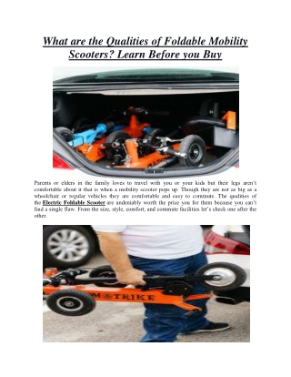 What are the Qualities of Foldable Mobility Scooters? Learn Before you Buy