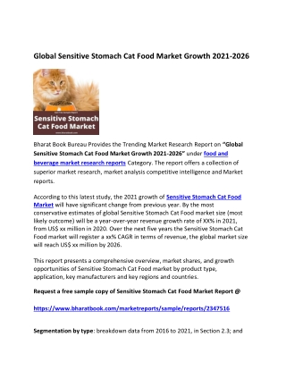 Global Sensitive Stomach Cat Food Market Research Report 2021-2026