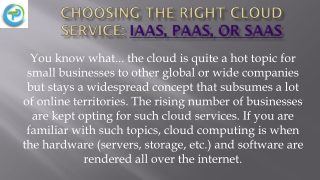 Choosing the right cloud service: IaaS, PaaS, or SaaS