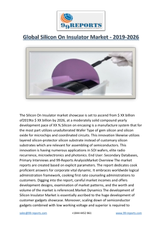 Global Silicon On Insulator Market - 2019-2026