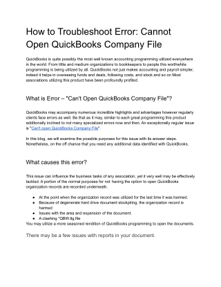 How to Troubleshoot Error_ Cannot Open QuickBooks Company File