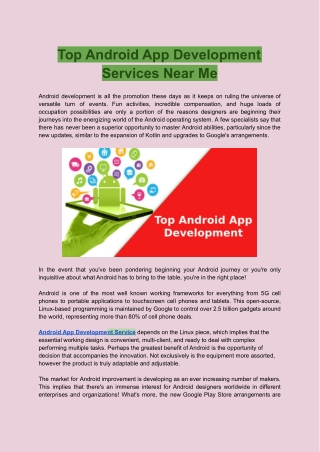 Top Android App Development Services Near Me