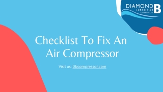 Checklist to fix an air compressor