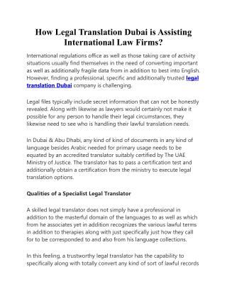 How Legal Translation Dubai is Assisting International Law Firms