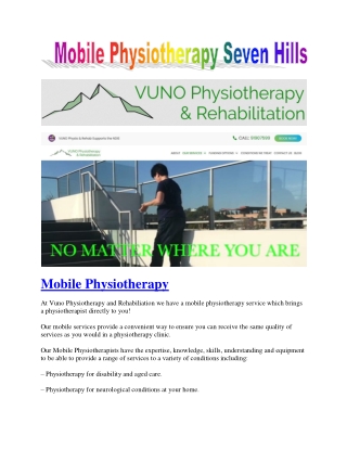 Mobile Physiotherapy Seven Hills
