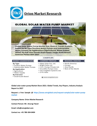 Global solar water pump Market