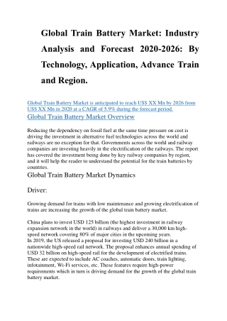 Global Train Battery Market
