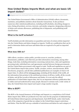 How United States Imports Work and what are basic US import duties
